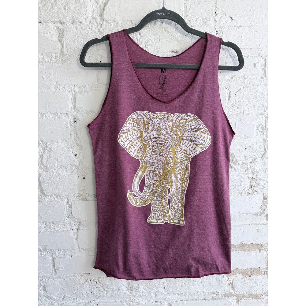 Chang Suk Elephant Tank Top Purple Boho Festival Sleeveless Shirt Women’s M